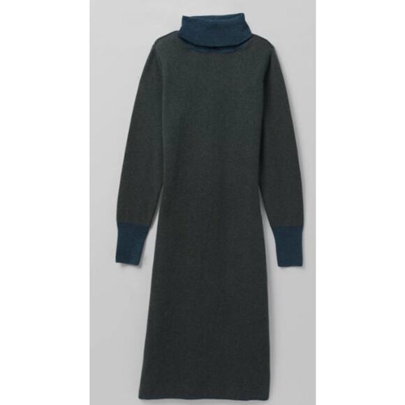 NWT prAna DARK SKY Turtleneck SWEATER DRESS Blue Green Small - Picture 3 of 5